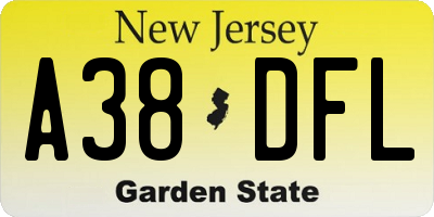 NJ license plate A38DFL