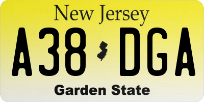 NJ license plate A38DGA