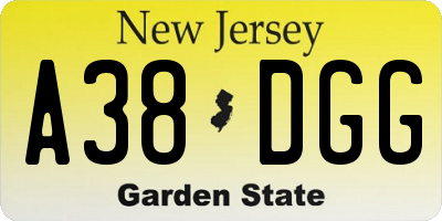 NJ license plate A38DGG