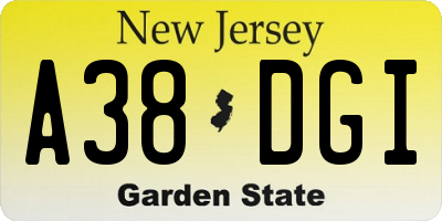 NJ license plate A38DGI