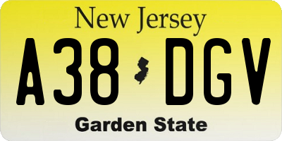 NJ license plate A38DGV