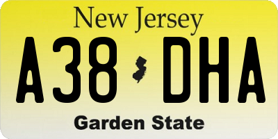 NJ license plate A38DHA