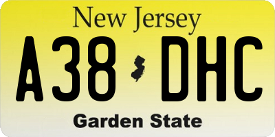 NJ license plate A38DHC