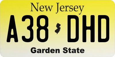 NJ license plate A38DHD