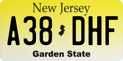 NJ license plate A38DHF