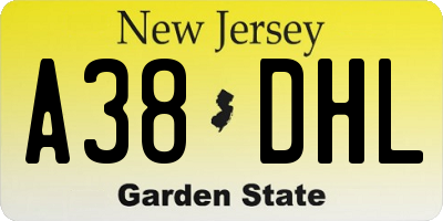 NJ license plate A38DHL