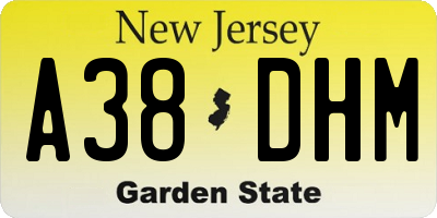 NJ license plate A38DHM