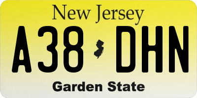NJ license plate A38DHN