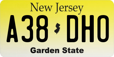 NJ license plate A38DHO