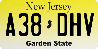 NJ license plate A38DHV