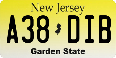 NJ license plate A38DIB