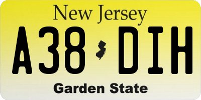 NJ license plate A38DIH