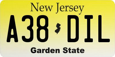 NJ license plate A38DIL