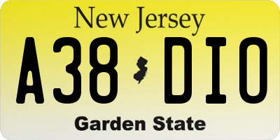 NJ license plate A38DIO