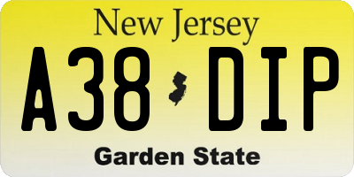 NJ license plate A38DIP