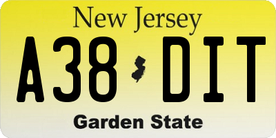 NJ license plate A38DIT