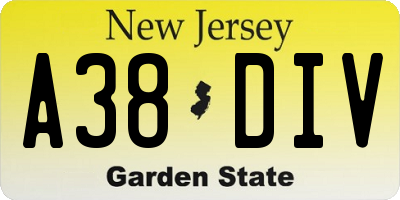 NJ license plate A38DIV