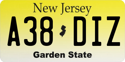NJ license plate A38DIZ