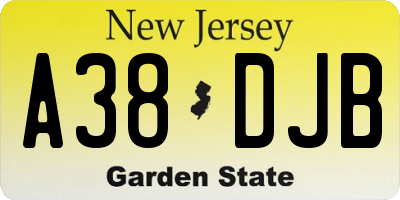 NJ license plate A38DJB