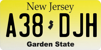 NJ license plate A38DJH