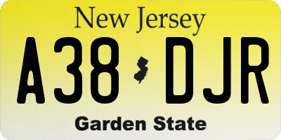 NJ license plate A38DJR