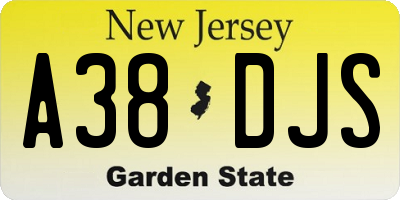 NJ license plate A38DJS