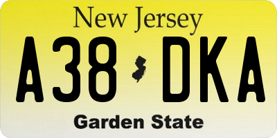 NJ license plate A38DKA