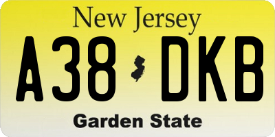 NJ license plate A38DKB