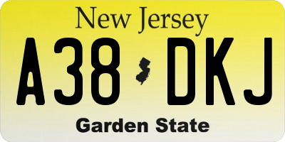NJ license plate A38DKJ