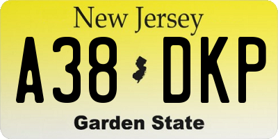 NJ license plate A38DKP