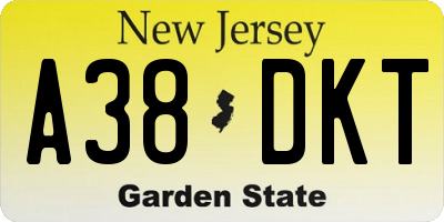NJ license plate A38DKT