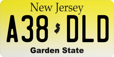 NJ license plate A38DLD