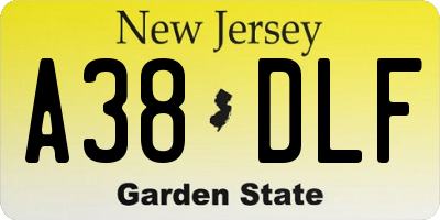 NJ license plate A38DLF