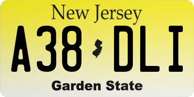 NJ license plate A38DLI