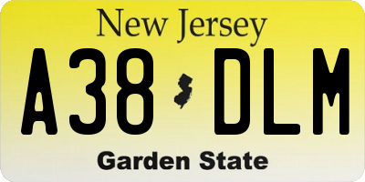 NJ license plate A38DLM