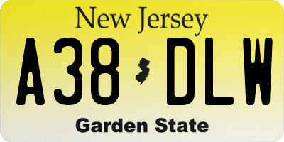 NJ license plate A38DLW