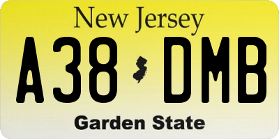 NJ license plate A38DMB