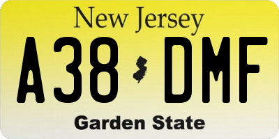 NJ license plate A38DMF