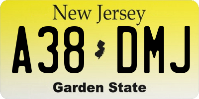 NJ license plate A38DMJ