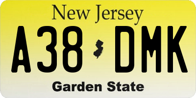 NJ license plate A38DMK