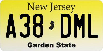 NJ license plate A38DML