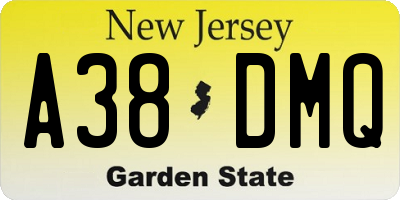 NJ license plate A38DMQ