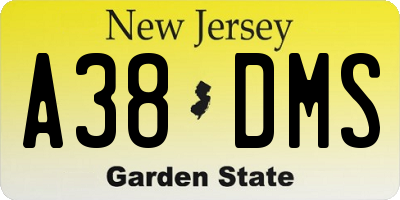 NJ license plate A38DMS