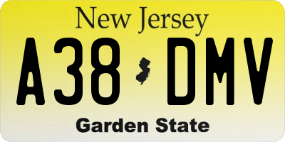 NJ license plate A38DMV