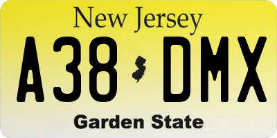 NJ license plate A38DMX