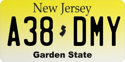 NJ license plate A38DMY