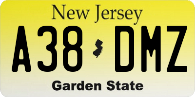 NJ license plate A38DMZ
