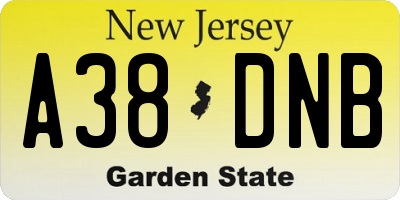 NJ license plate A38DNB