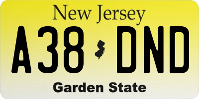 NJ license plate A38DND
