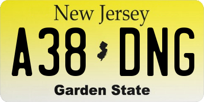 NJ license plate A38DNG